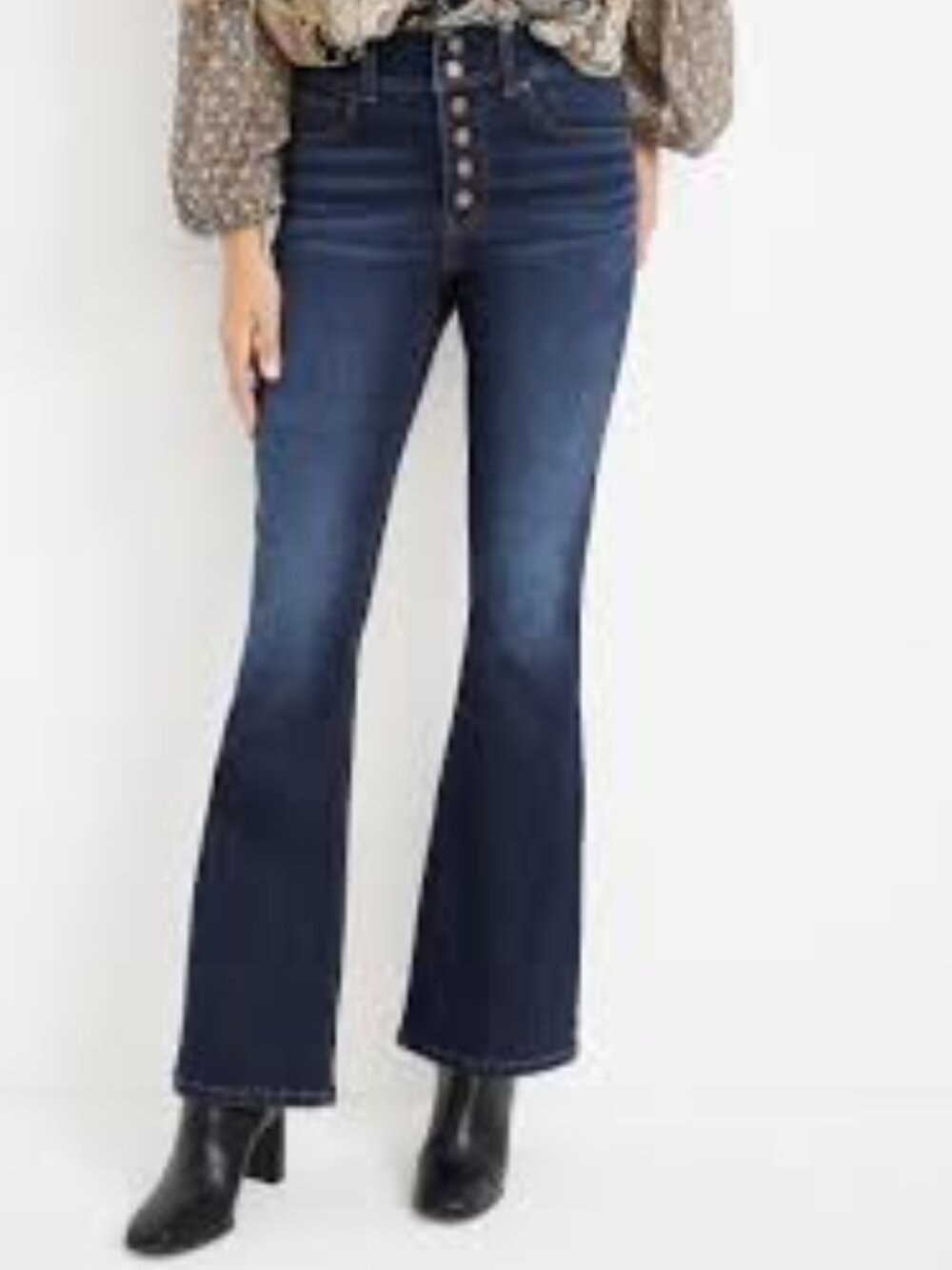 Women's Maurice’s Everflex Dark Blue Button Fly Flared Jeans